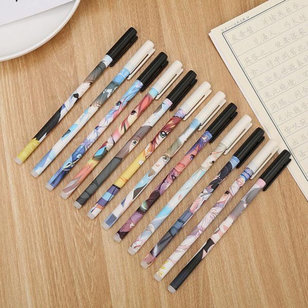 

gel pens cartoon character pen 0.5 mm kawaii stationery erasable novelty student cute blue writing school supplies