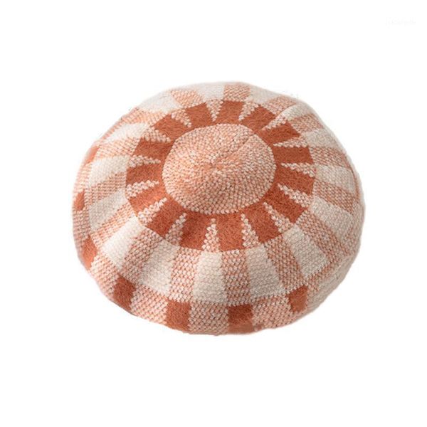 

women beret hat winter velvet eavesless painter color matching pumpkin all-match casual warm berets, Blue;gray