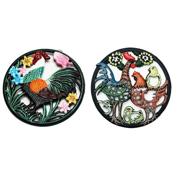 

kitchen storage & organization rooster iron plate trivet metal pot pad anti scalding heat resistant for dining table