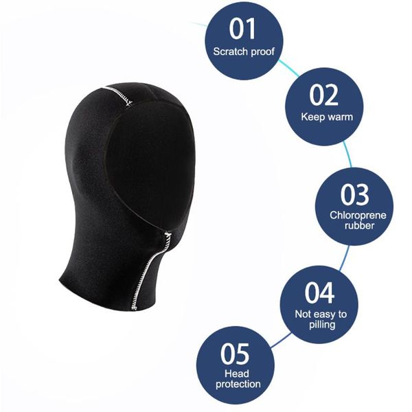 

one-piece suits 3/5mm neoprene diving hat professional uniex ncr fabric swimming cap winter cold-proof wetsuits head cover helmet swimwear