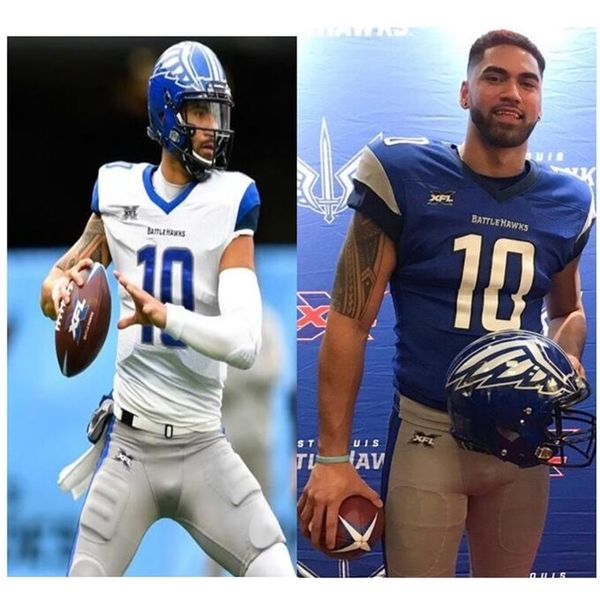 

rare new custom xfl teams 2020 st. louis battlehawks #10 j.ta-amu college xfl football jersey size s-4xl or custom any name or number jersey, Black