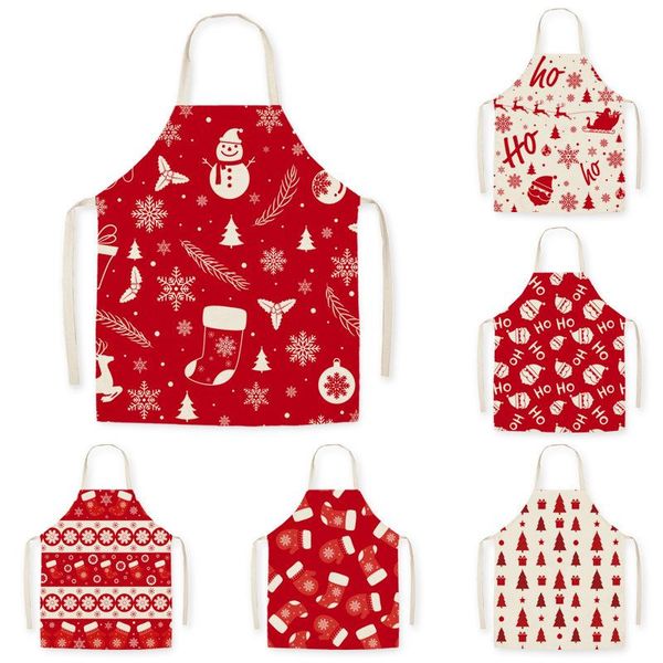 

aprons christmas cartoon apron linen creative red anti-oil anti-fouling kitchen housework supplies baking accessories