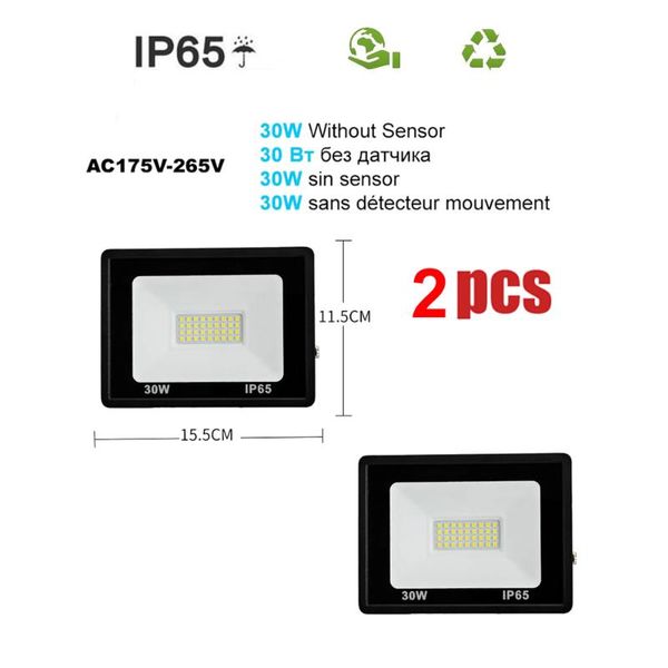 

floodlights 1-2pcs 220v 10-100w led floodlight spotlight exterior street wall reflector waterproof garden light lawn lamp pir motion