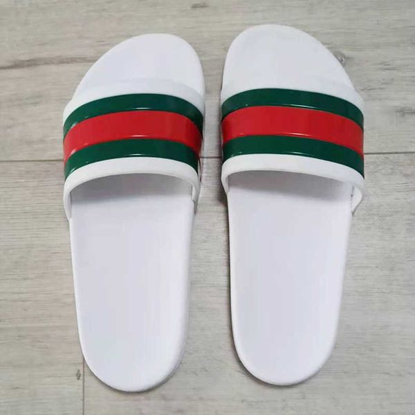 

fashion designer men slippers women ladies flat sandals rubber sliding flip-flops striped beach casual shoes size eur37-45 with dust bag zlh, Black