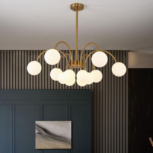 

chandeliers nordic romantic chandelier living room molecular lamp modern light luxury dining bedroom white glass ball brass