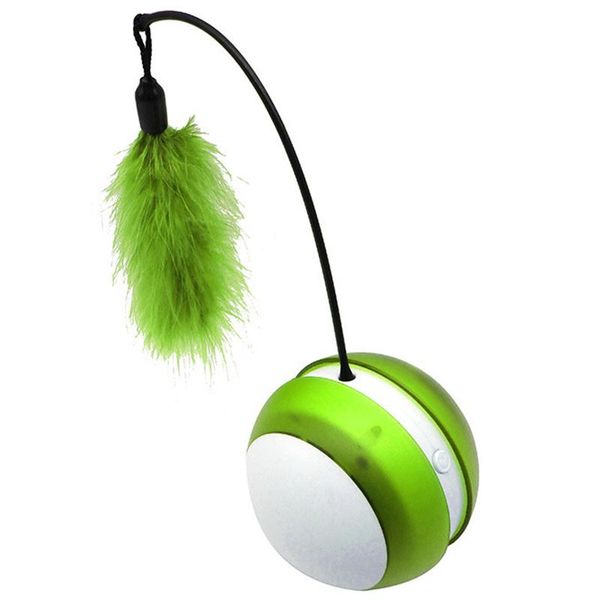 

cat toys pet electric tumbler ball toy with led light glow vocal rolling feather automatic rotating interactive