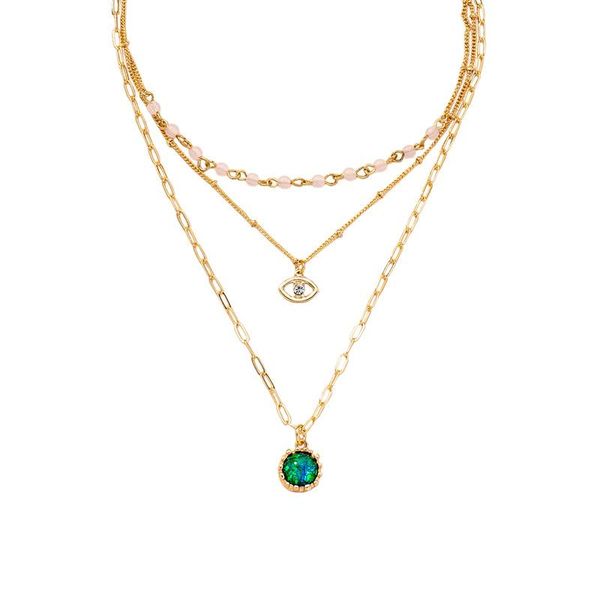 

pendant necklaces women evil eye layered necklace ladies beading jewellery, Silver