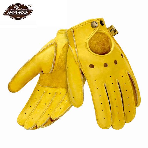 

genuine sheepskin leather motorcycle men vintage motorbike full finger retro biker touchscreen moto gloves
