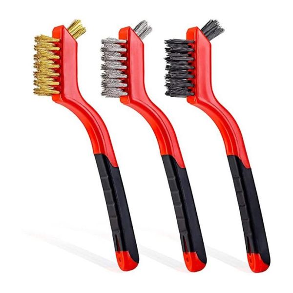 

clothing & wardrobe storage 7 inch mini stainless steel wire nylon cleaning double-sided brush to clean and rust industrial copper toothbrus