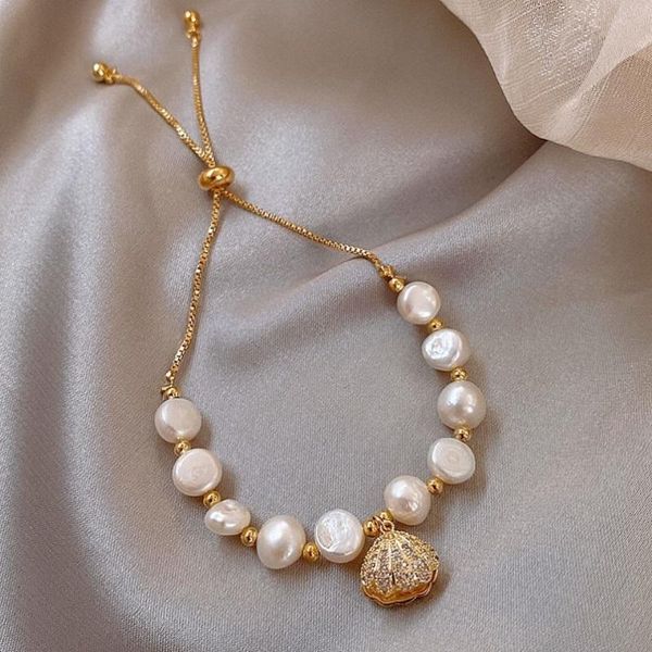 

beaded, strands conch pearl simple bracelet woman, Black