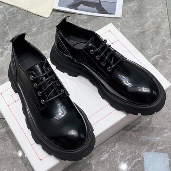 

dress shoes square heels women pumps brand design round toe leather fashion lace-up female, Black