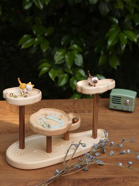 

hooks & rails solid wood storage rack for cosmetics jewelry home deskhandmade wooden ornaments living room decor