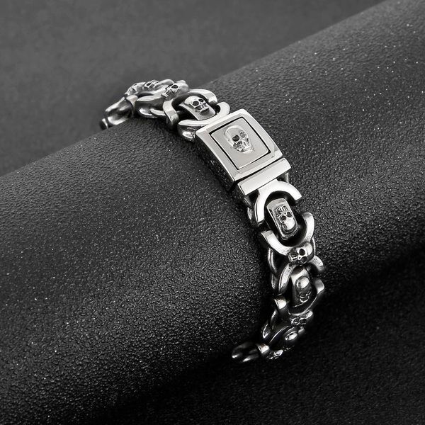

charm bracelets man's skull jewelry 15mm x chain bracelet men stainless steel 316l mens jewellery jb125372-bdjx, Golden;silver
