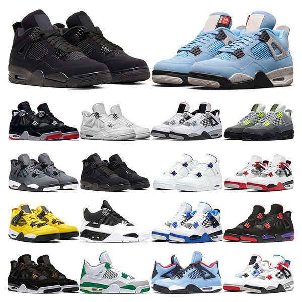 

mens basketball shoes 4s jumpman 4 university blue black cat fired red white cement cool grey men trainer sport sneakers outdoor