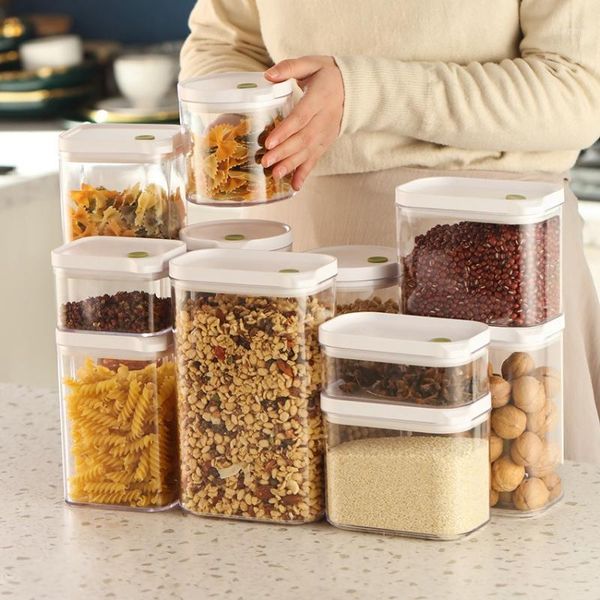 

storage bottles & jars kitchen plastic food container refrigerator organizer noodle box multigrain tank transparent sealed