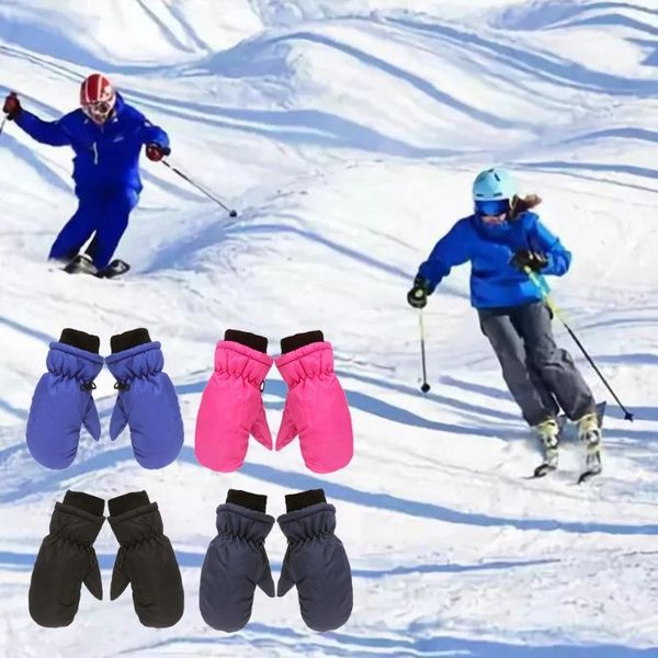 

children's mittens 1 pair children skiing cycling gloves soft cotton thick warm waterproof windproof outdoor sports snowboard glove, White