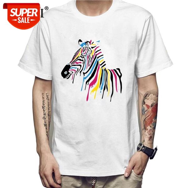 

xin yi men's t-shirt 00%cottoncolor zebra printing cool loose o-neck men tshirt short sleeve t-shirt male tee shirts #gy5n, White;black