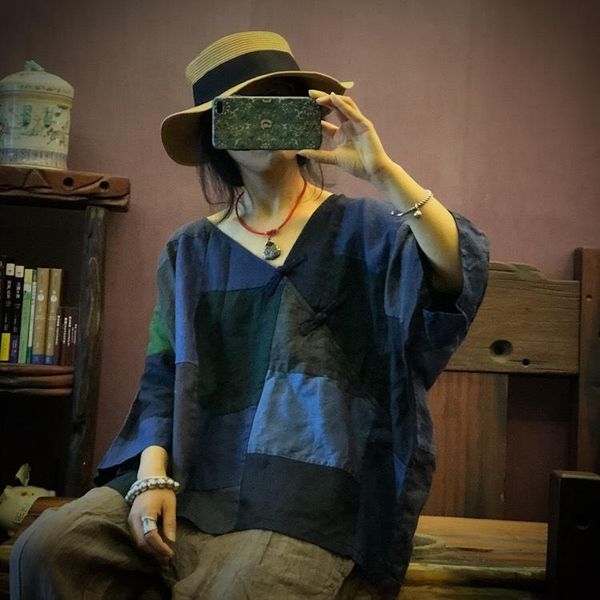 

women v neck linen plus size blouse ladies flax irregular shirts female 2021 summer loose shirt, White