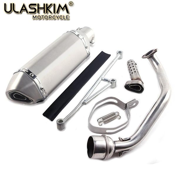 

motorcycle exhaust system gy6 125cc 150cc scooter contact middle pipe + muffler fit 157qmj 152qmi 4 stroke engine slip on