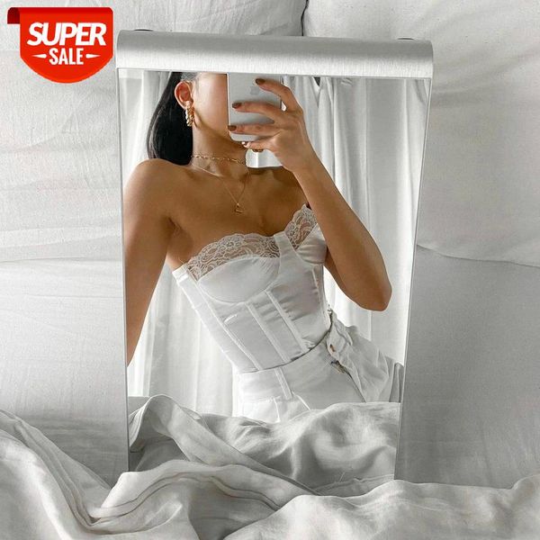 

wannathis tank women strapless lace back zipper backless slim elegant ladies summer 2020 fashion casual streetwear #ks5c, White