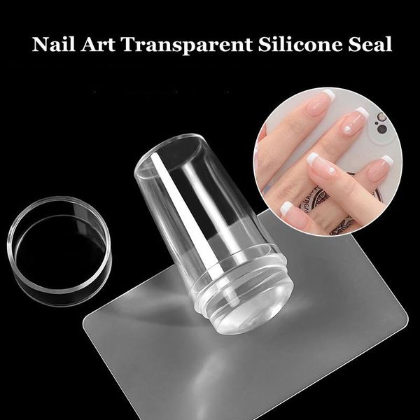 

nail art kits transparent silicone stamping set french beauty deck seal template with scraper manicure tools
