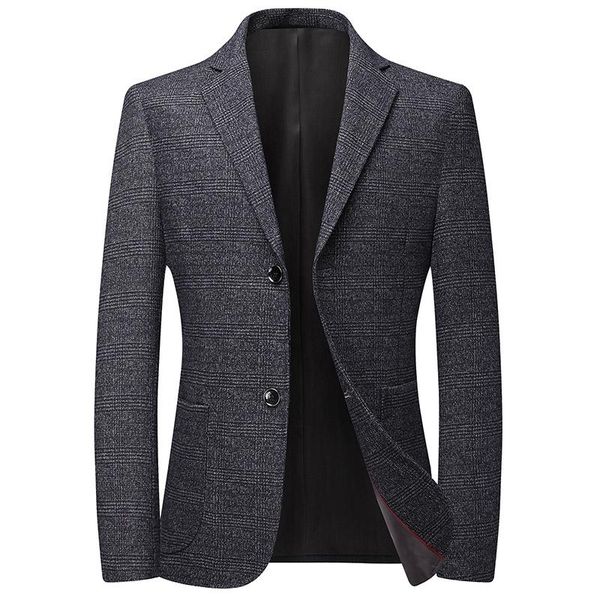 

men's suits & blazers brand clothing jacket suit single-breasted plaid dark gray fashion slim dinner business, White;black