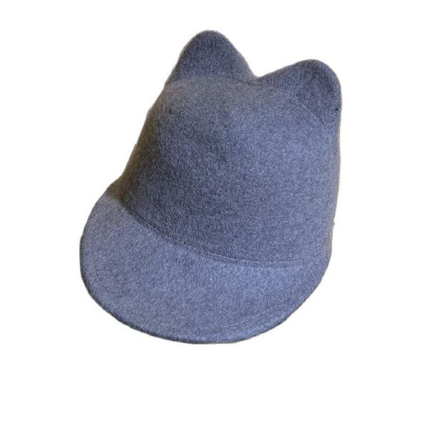 

stingy brim hats autumn and winter retro wool hat cute bear ears dome duck tongue equestrian, Blue;gray