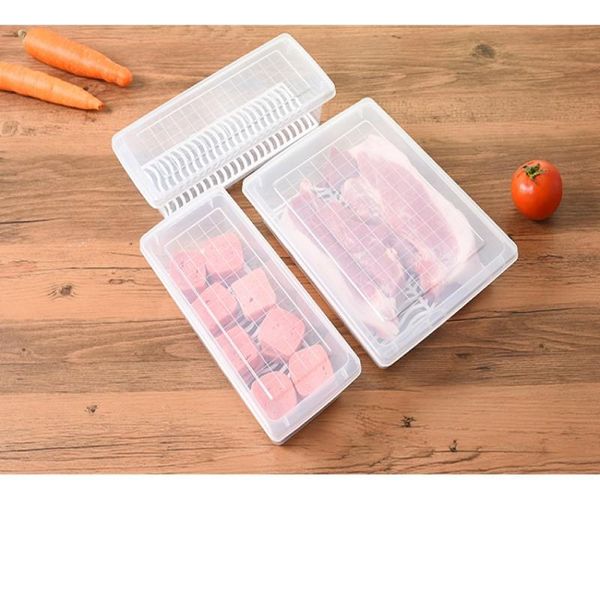 

storage bottles & jars 1pc multifunction kitchen refrigerator crisper drain box vegetables fruit food sealed keep fresh container