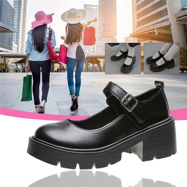 

dress shoes lolita women japanese mary jane vintage girls students jk uniform high heel platform cosplay plus size, Black
