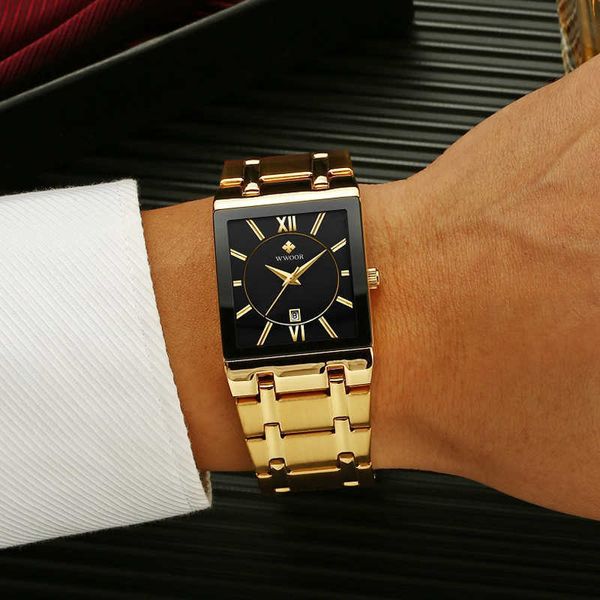 Wwoor Armbanduhren Männer Business Männliche Uhren Luxus Marke Platz Gold Männer Uhren Wasserdicht Relogio Masculino 210527