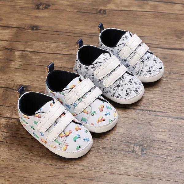 

first walkers baby shoes dog and cars adorable infant toddler boy girl crib cute cartoon anti-slip prewalker