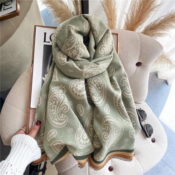 

scarves double-sided stoleswinter scarf women cashmere wraps paisley print pashmina shawls bufanda female warm thick blanket lady, Blue;gray