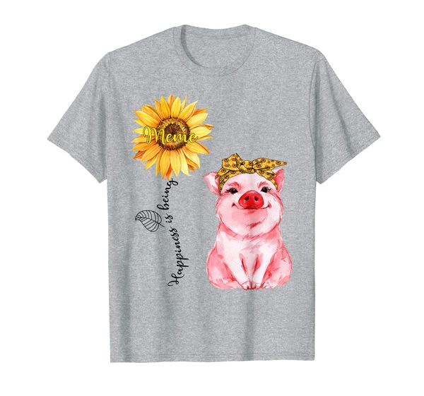 

happiness is being meme - cute pig sunflower mother gifts t-shirt, White;black