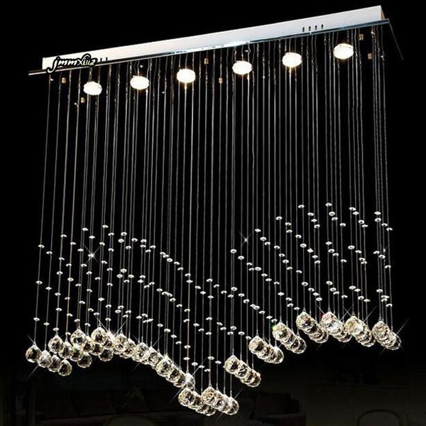 

pendant lamps jmmxiuz modern led restaurant rectangular chandeliers k9 crystal lamp wave light bar living room lighting