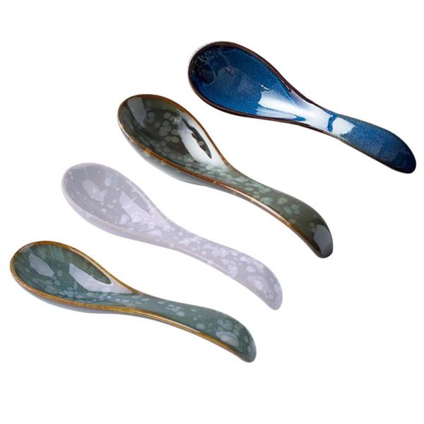 

spoons 4pcs japanese style ceramic rice soup home (assorted color)