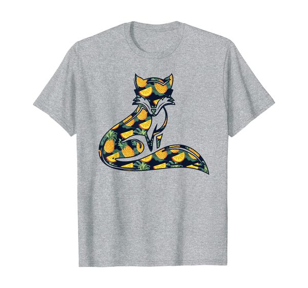 

pineapple hawaiian fox women men print prairie girl gift t-shirt, White;black