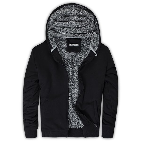

buratti men hoodie sweatshirt slim fit winter fashion pullovers warm pocket hooded jacket erkek sweat 575708 201113, Black