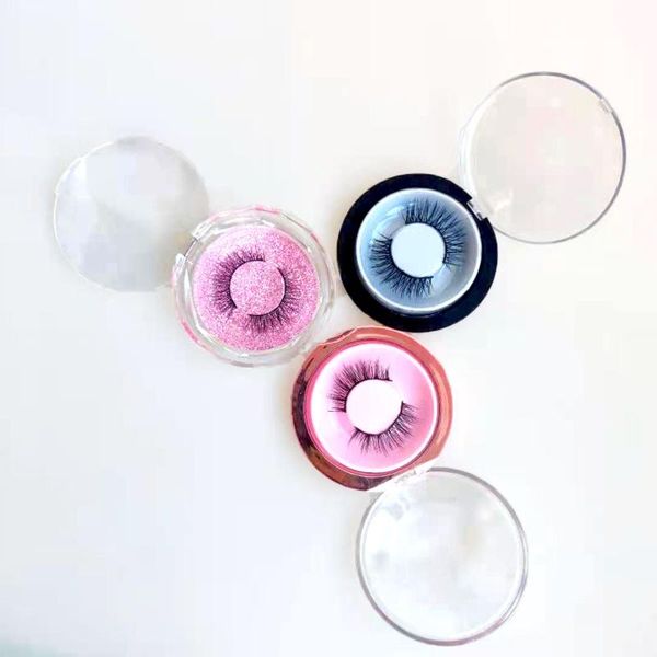 

false eyelashes fiber w series three-color round box packaging natural soft daily beauty products support wholesale