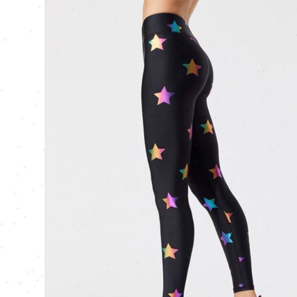 

2021 new fashion colored stars pattern digital printed skinny breathable leggings gifts for ladies drop shipping, Black