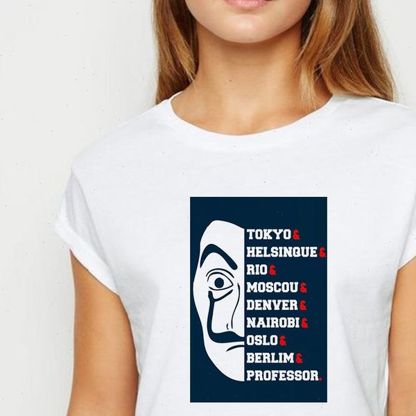 

oversize la casa de papel tshirt womens clothing hipster spring summer t shirt new harajuku vogue casual round neck t shirt, White