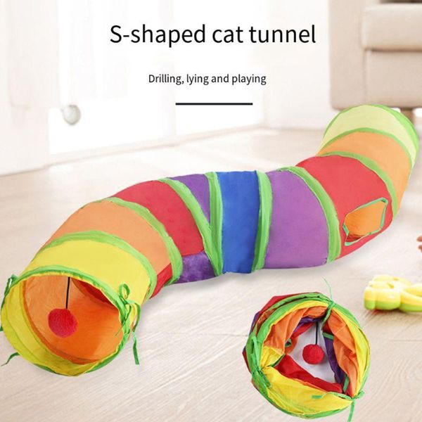 

cat toys pet s shaped length tunnel with ball foldable play channel interactive reusable toy funny for many animals large dropship#20