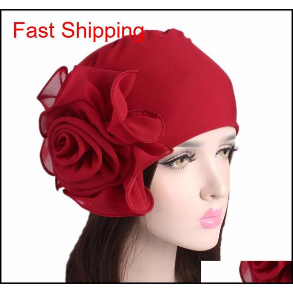 

women large flower stretch scarf hat ladies elegant fashion hair accessories chemothera qyljap dh_seller2010, Silver