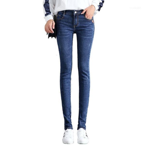 

women's jeans high waist skinny for women slim stretch pants trousers fit lady plus size washed denim pants1, Blue