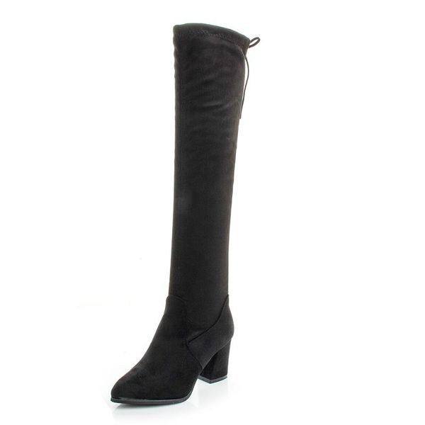 

boots thigh high women winter shoes over the knee female plus size, Black