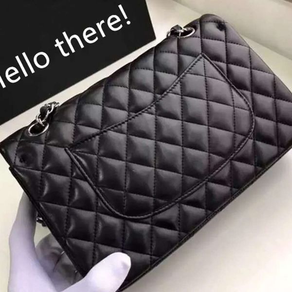 

classic smooth leather handbag quality wallet famous designer luxury gold silver chain female aslant package