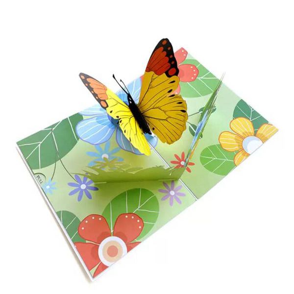 Bello 3D Le farfalle romantiche di saluti con le farfalle laser tagliate cartoon cartoon regalo creativo fatto a mano