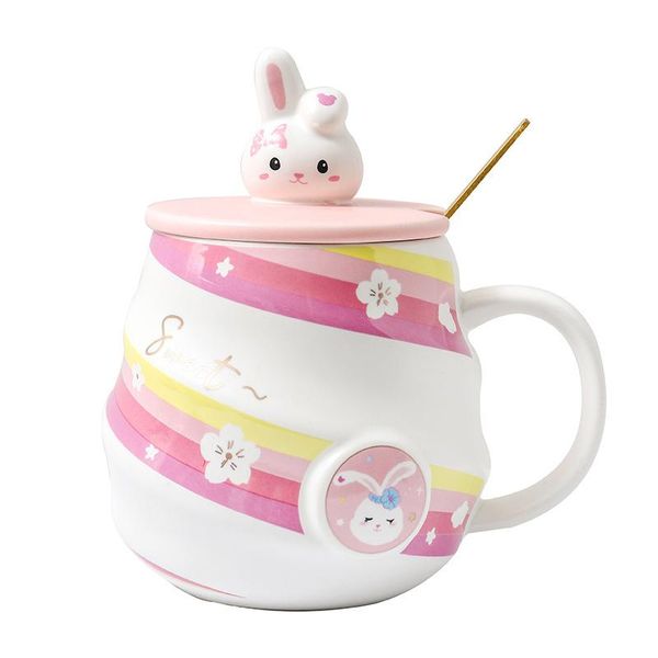

mugs cute cartoon mug large capacity ceramic cup with lid and spoon suitable for home office restaurant l66
