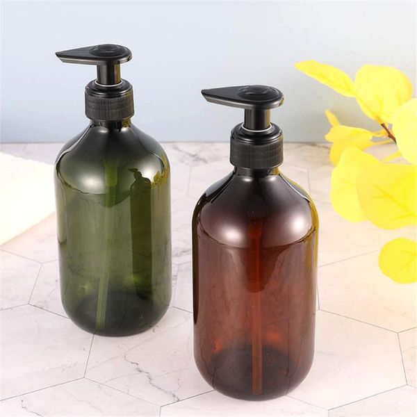 Dispenser di sapone liquido 300/500 ml Dispenser da bagno Bottiglia vuota in plastica Ambra Shampoo Contenitore per lozione d'aria Pompa per schiuma da bagno