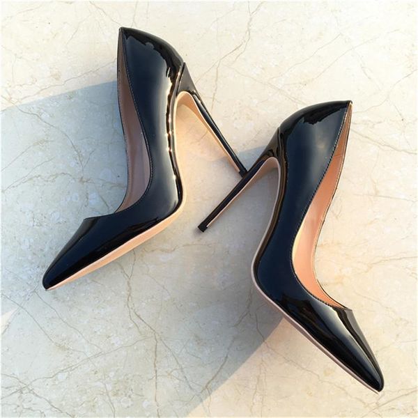 

dress shoes fashion women pumps casual black patent leather printed pointed toe high heels 12cm 10cm 8cm stiletto