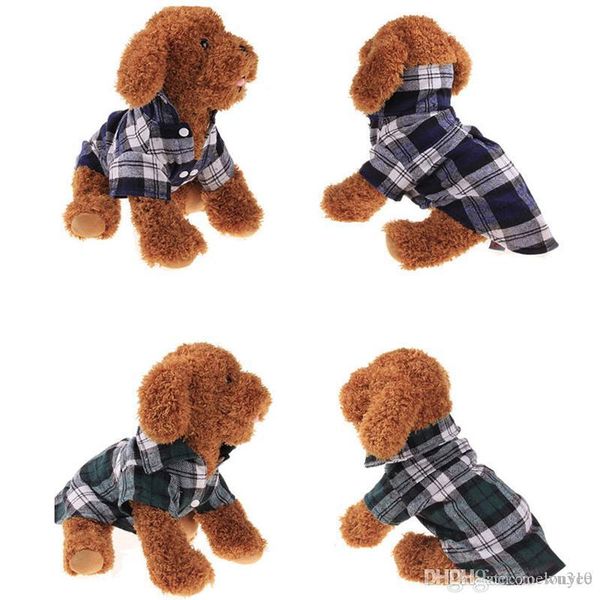 Pet Filhote de Pet Camisas Verão xadrez Dog Pano Fashion Clássico Camisa de Algodão Roupas Pequenas Roupas Cães Pequenas Pets Barato Animais de Estimação Vestuário XS-XL XDH0986